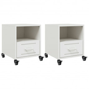 Bedside Cabinet Set of 2 White Cold-rolled steel Standa...