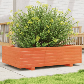 Garden Planter Wax Brown Solid Pinewood Medium Decorati...
