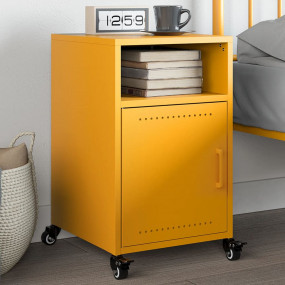 Bedside Cabinet Mustard Yellow Cold-Rolled Steel Compac...