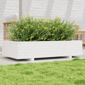 Garden Planter White Solid Pine Wood 43.3 x 23.6 x 10.4...