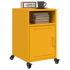 Bedside Cabinet Set of 2 Mustard Yellow Cold-rolled Ste...