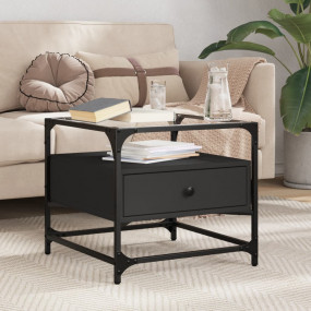 Coffee Table Black Engineered wood, steel, glass Small