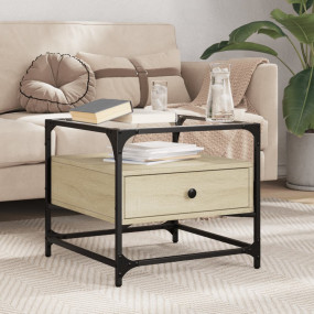 Coffee Table Sonoma Oak Engineered wood, steel, glass S...