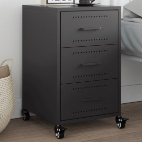 Bedside Cabinet Black Cold-rolled steel Medium Bedside ...