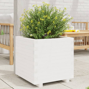 Garden Planter White Solid pinewood 19.7x19.7x19.5 in D...
