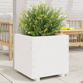 Garden Planter White Solid pine wood 23.6x23.6 in Durab...
