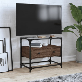 TV Cabinet Brown Oak Engineered Wood Medium TV Cabinet