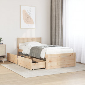 Bed Frame Natural Pine Solid Pine wood, Plywood Single ...