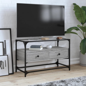 TV Cabinet Gray Sonoma Engineered Wood and Glass Medium