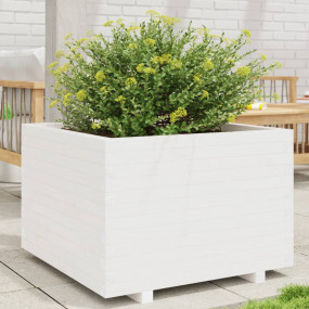 Garden Planter White Solid Pinewood Medium Durable