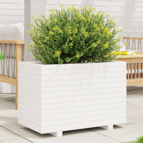 Garden Planter White Solid pinewood 27.6 x 15.7 x 19.5 ...