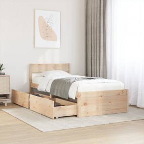 Bed Frame Natural Pine Solid Pine Wood Small Single Bed...