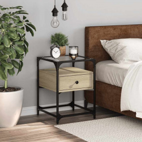 Bedside Cabinet Sonoma Oak Engineered wood, glass, stee...