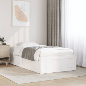 Bed Frame White Solid pine wood Twin Modern Bed Frame