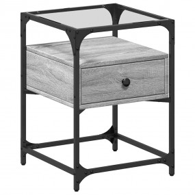 Bedside Cabinet Grey Sonoma Engineered wood, steel, gla...