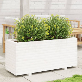 Garden Planter White Solid Pine Wood Large Decorative I...