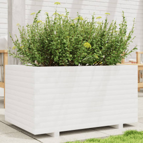 Garden Planter White Solid Pine Wood 35.4x23.6x19.5 in