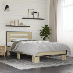 Bed Frame Sonoma Oak Engineered wood, metal Twin Durabl...