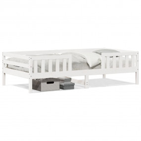 Bed Frame White Solid pine wood, Plywood Single Sturdy