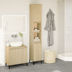 Bathroom Cabinet Sonoma oak Engineered wood, metal feet