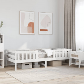 Bed Frame White Solid Pine Wood, Plywood Twin Durable B...