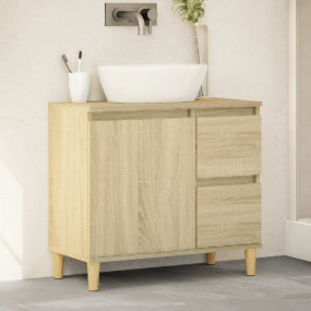 Bathroom Cabinet Sonoma Oak Engineered wood, solid euca...
