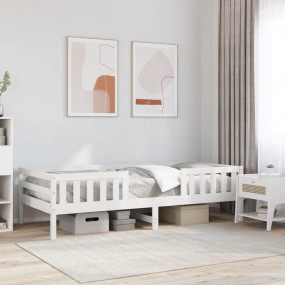 Bed Frame White Solid Pine Wood, Plywood Slats Twin Dur...