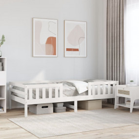 Bed Frame White Solid pine wood and plywood Small Singl...