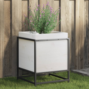 Garden Planter White Solid Pine Wood 15.7x15.7x19.7 in ...
