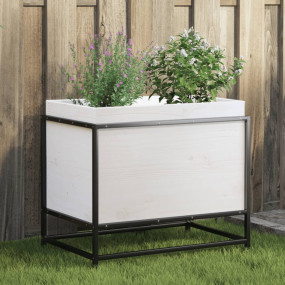 Garden Planter White Solid pine wood, Steel Medium Gard...