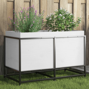 Garden Planter White Solid pine wood, steel Medium