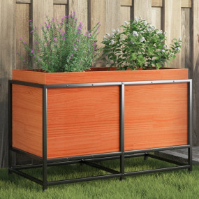 Garden Planter Wax Brown Solid Pine Wood, Steel Medium