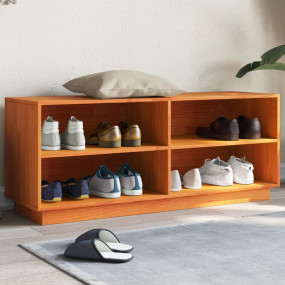 Shoe Cabinet Wax Brown Solid Pine Wood Medium Shoe Cabi...
