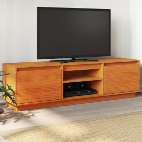TV Cabinet Wax Brown Solid Pine Wood TV Cabinet Rectang...