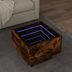 Side Table Smoked Oak Engineered Wood, Glass Small
