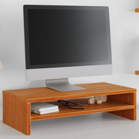 Monitor Stand Wax Brown Solid Pine Wood 19.7 x 9.4 x 5....
