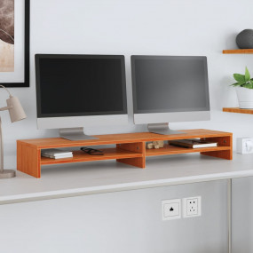 Monitor Stand Wax Brown Solid Pine Wood Standard Sleek