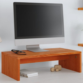 Monitor Stand Wax brown Solid pine wood Small Monitor S...