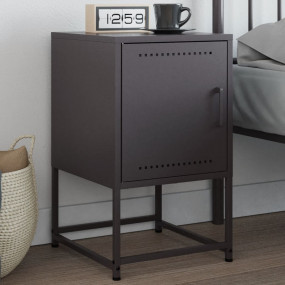 Bedside Cabinet Black Steel 14.2 x 15.4 x 23.8 in Bedsi...
