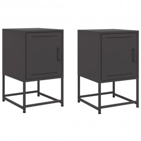 Bedside Cabinet Set of 2 Black Steel 14.2 x 15.4 x 23.8...