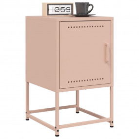 Bedside Cabinet Set of 2 Pink Steel Medium Bedside Cabi...