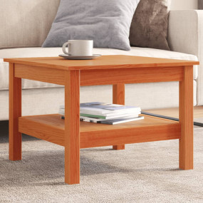 Coffee Table Wax Brown Solid Pine Wood Medium Storage