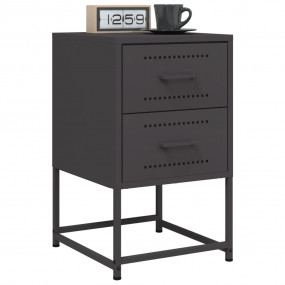 Bedside Cabinet Set of 2 Black Steel Medium Bedside Cab...