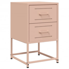 Bedside Cabinet Pink Steel 14.2 x 15.4 x 23.8 in Bedsid...