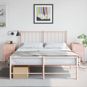 Bedside Cabinet Set of 2 Pink Steel Medium Bedside Cabi...