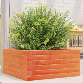 Garden Planter Wax Brown Solid Pine Wood Medium Planter...
