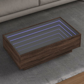Coffee Table Brown Oak Engineered Wood, Glass Large Cof...