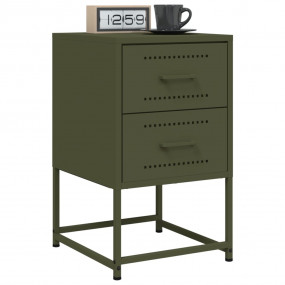 Bedside Cabinet Set of 2 Olive Green Steel Medium