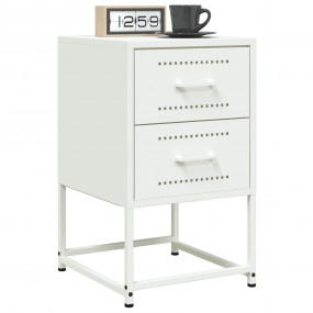 Bedside Cabinet Set of 2 White Steel Standard Bedside C...