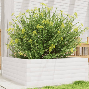 Garden Planter White Solid Pine Wood Medium Garden Plan...